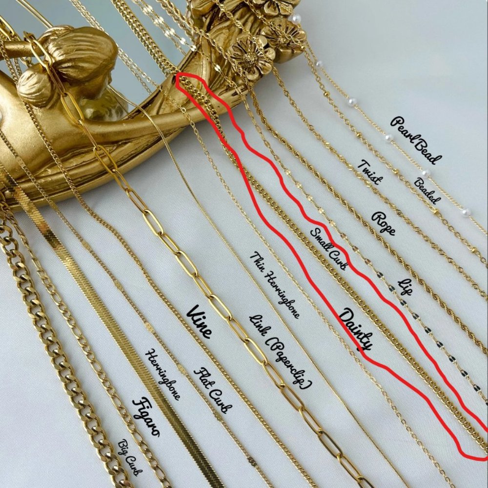 Small Curb Chain: 18K Gold Plated over Stainless Steel